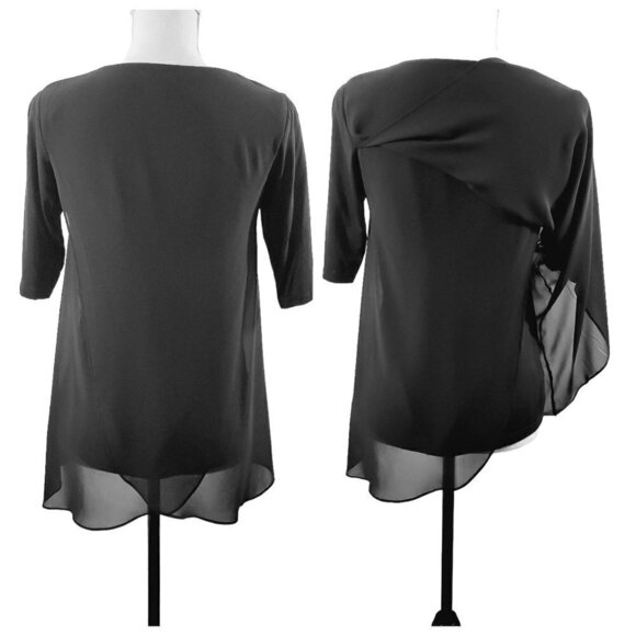 Ann Taylor Women’s Black Slip Lined Short Sleeve Split Back Blouse - Size Small - Picture 7 of 14